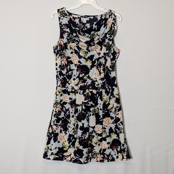 GAP Black, Pink, Yellow Short Sheath Dress; Elastic Pleated Waist; Size 10 - Picture 1 of 7